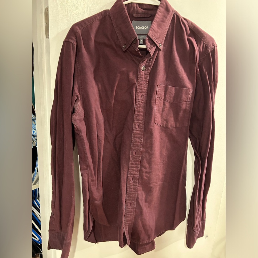 Bonobos Maroon Slim-fit Button Down, M